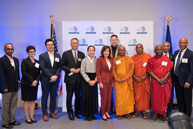 Faith leaders with Governor Kathy Hochul at the One New York Interfaith Summit